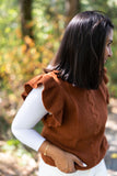 Ruffle Edge Sweater Top - Rust