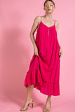 Button Front Midi Dress - Pink