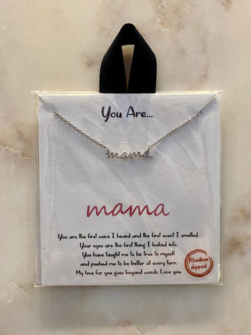 Block Letter MAMA Necklace - Silver