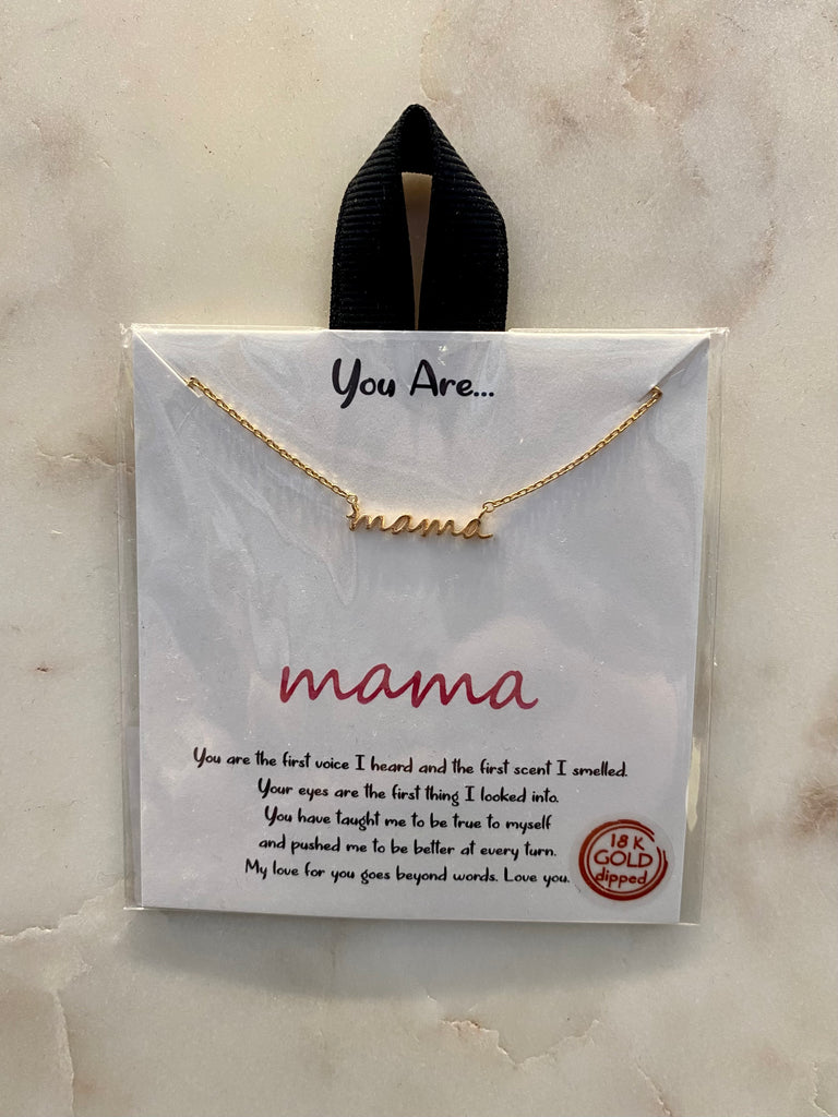 Mama Script Font Necklace - Gold
