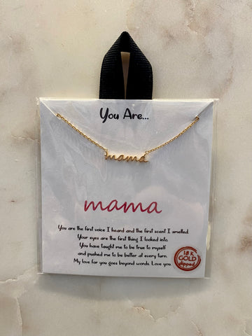 Block Letter MAMA Necklace - Silver