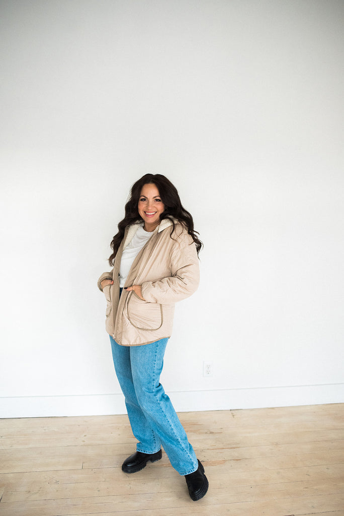 Reversible Quilted Jacket - Khaki