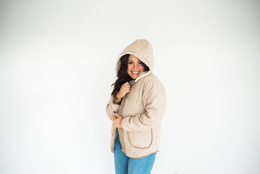 Reversible Quilted Jacket - Khaki
