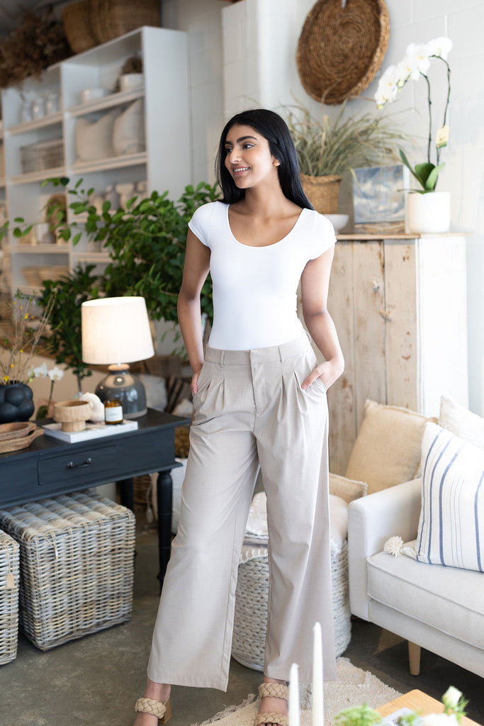 Wide Leg Pant - Taupe