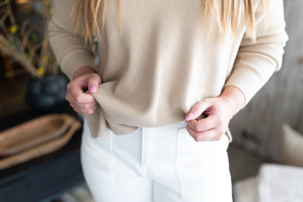 Waffle Knit Sweater - Oat
