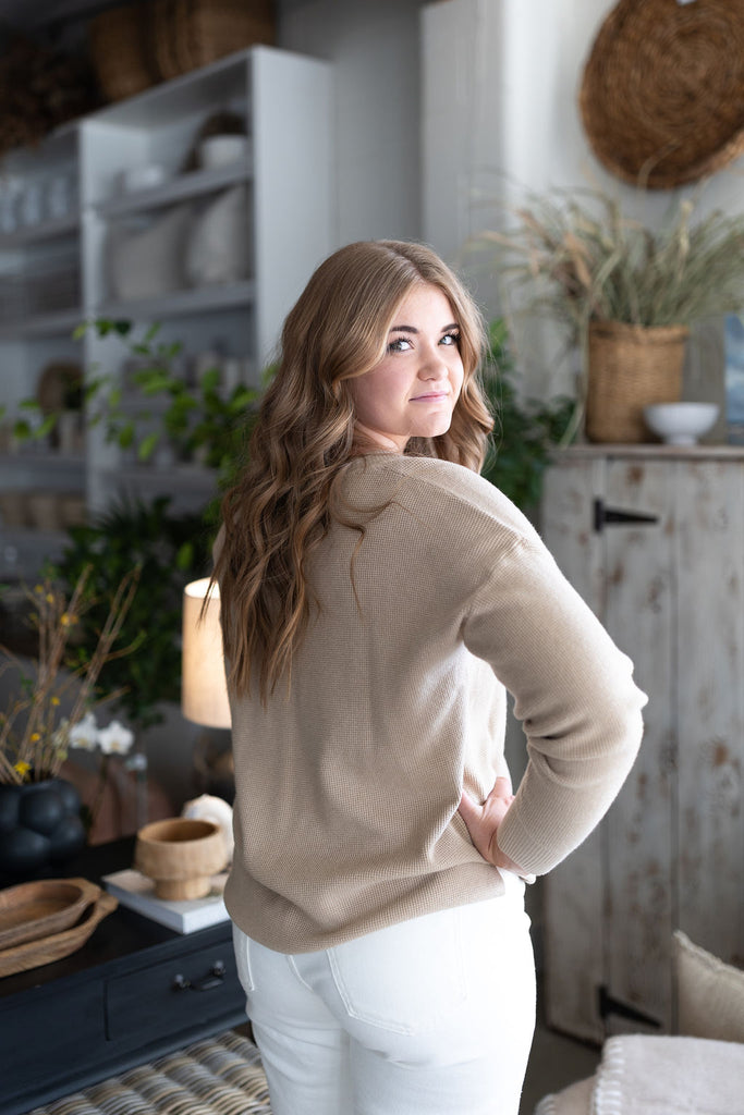 Waffle Knit Sweater - Oat
