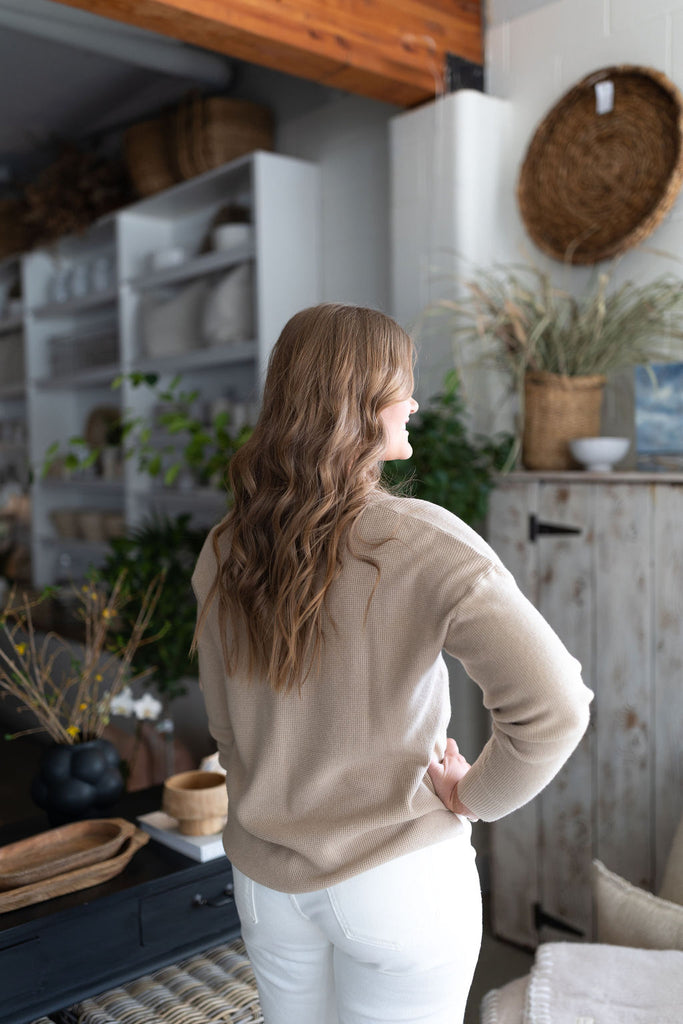 Waffle Knit Sweater - Oat