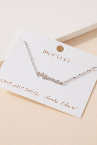 Block Letter MAMA Necklace - Silver