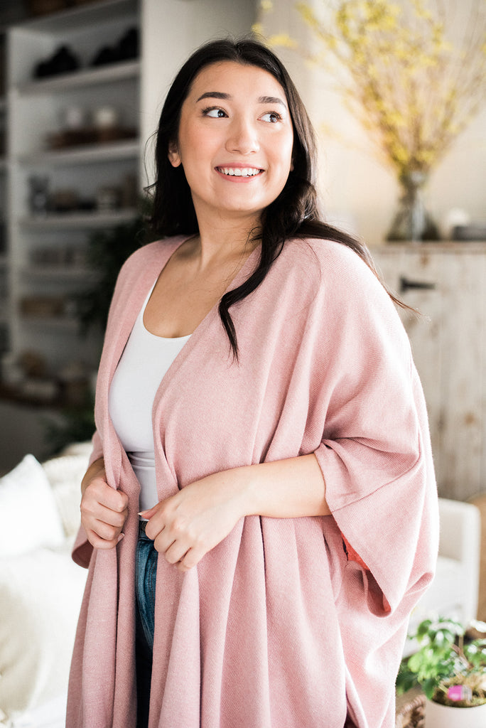Open Drape Cardigan - Rose