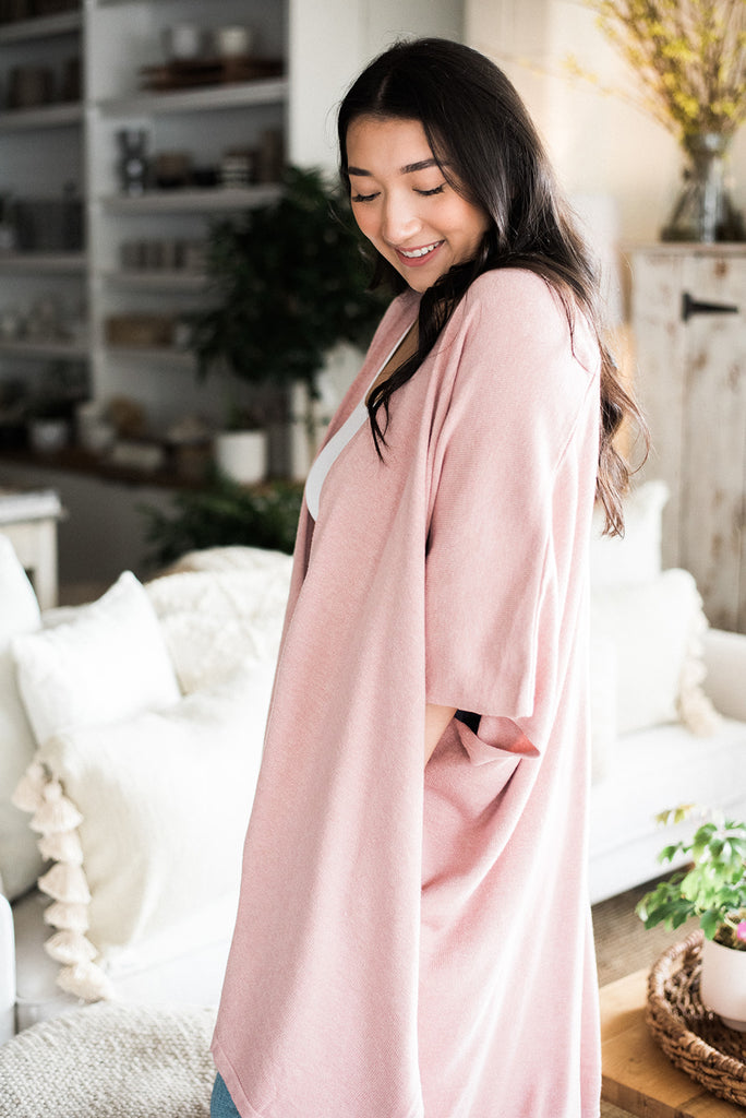Open Drape Cardigan - Rose