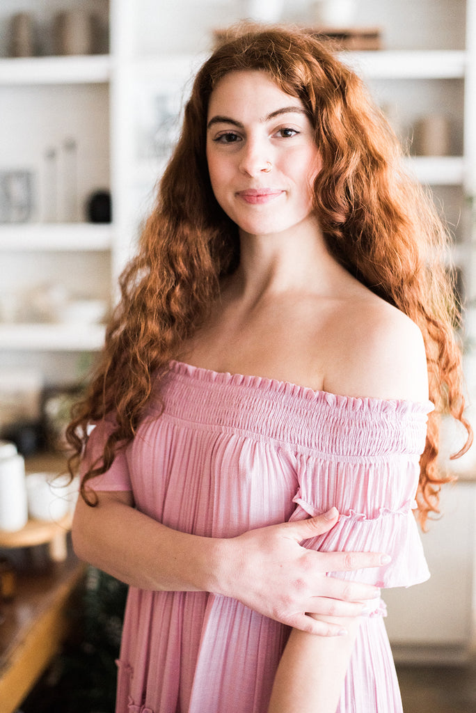 Smocked Tiered Off Shoulder Midi - Pink