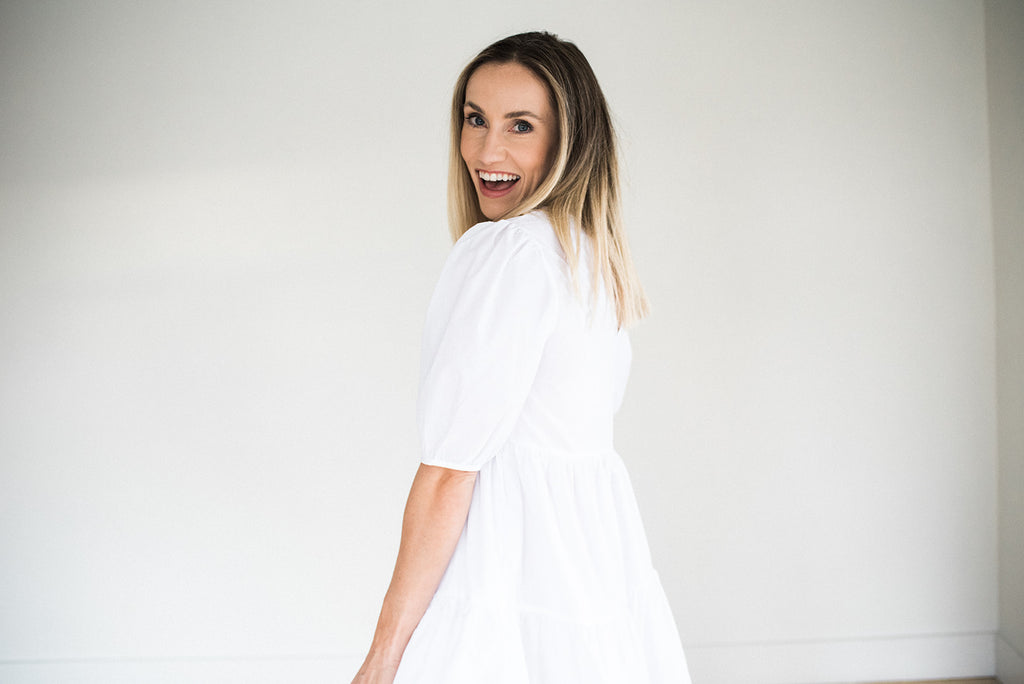 Midi Poplin Dress - White