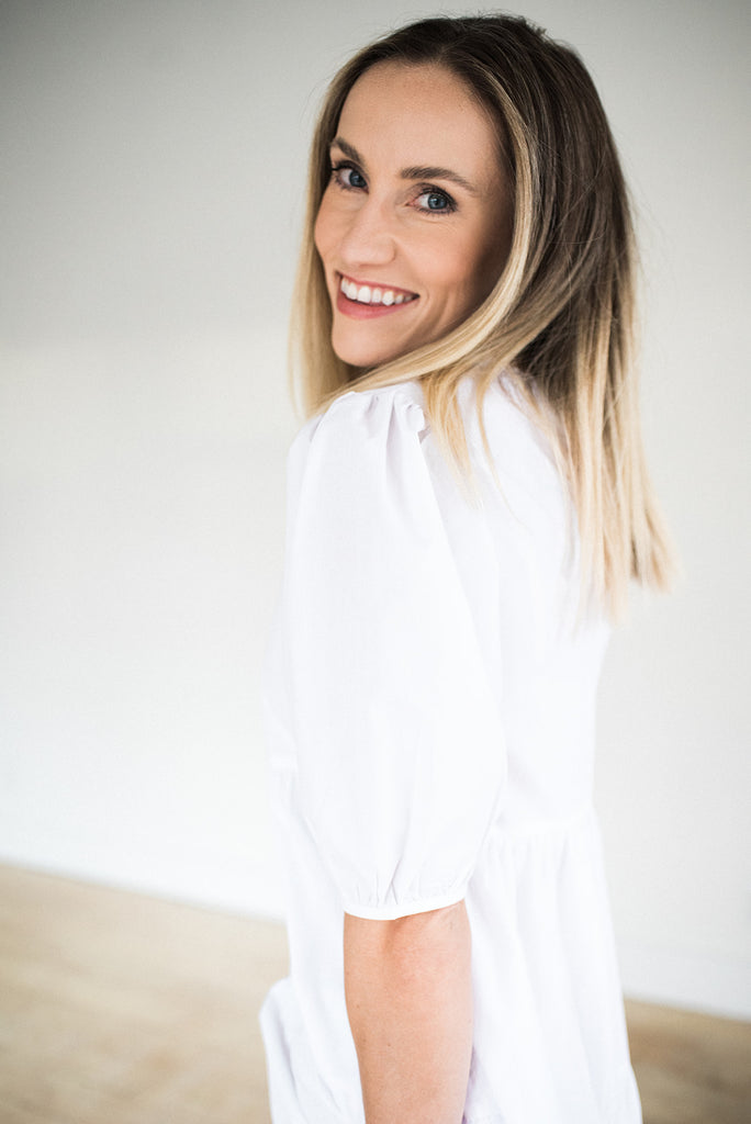 Midi Poplin Dress - White