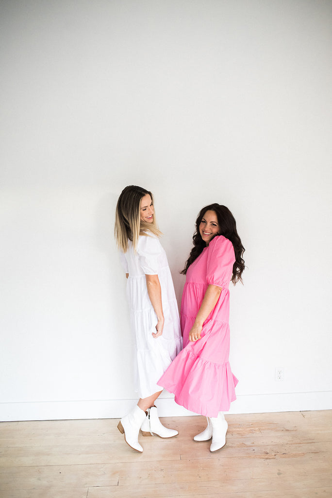 Midi Poplin Dress - White
