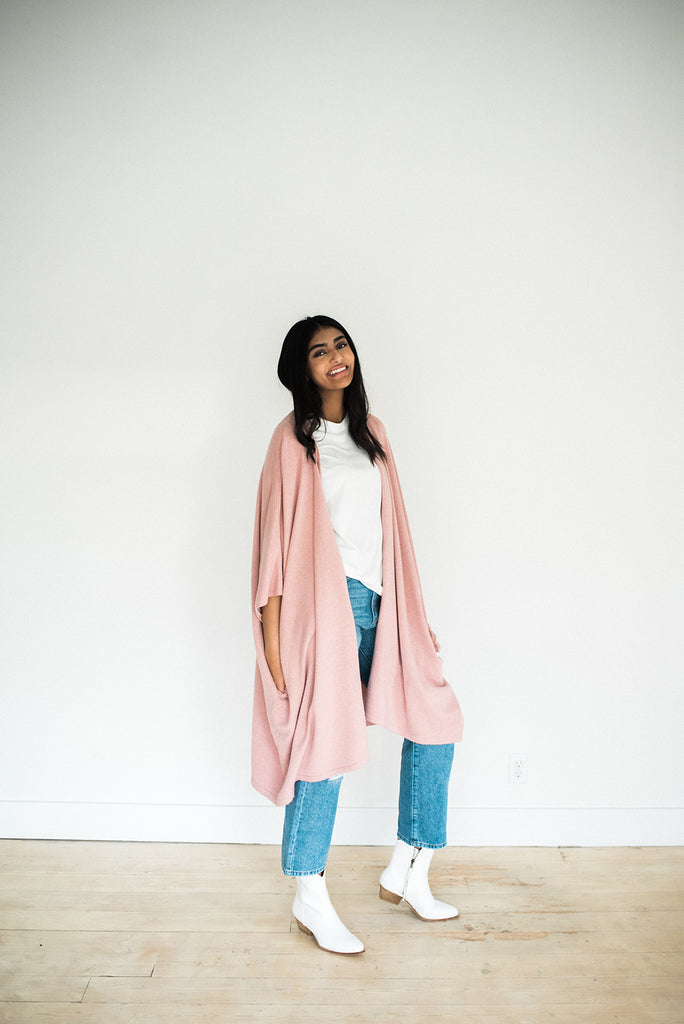 Open Drape Cardigan - Rose