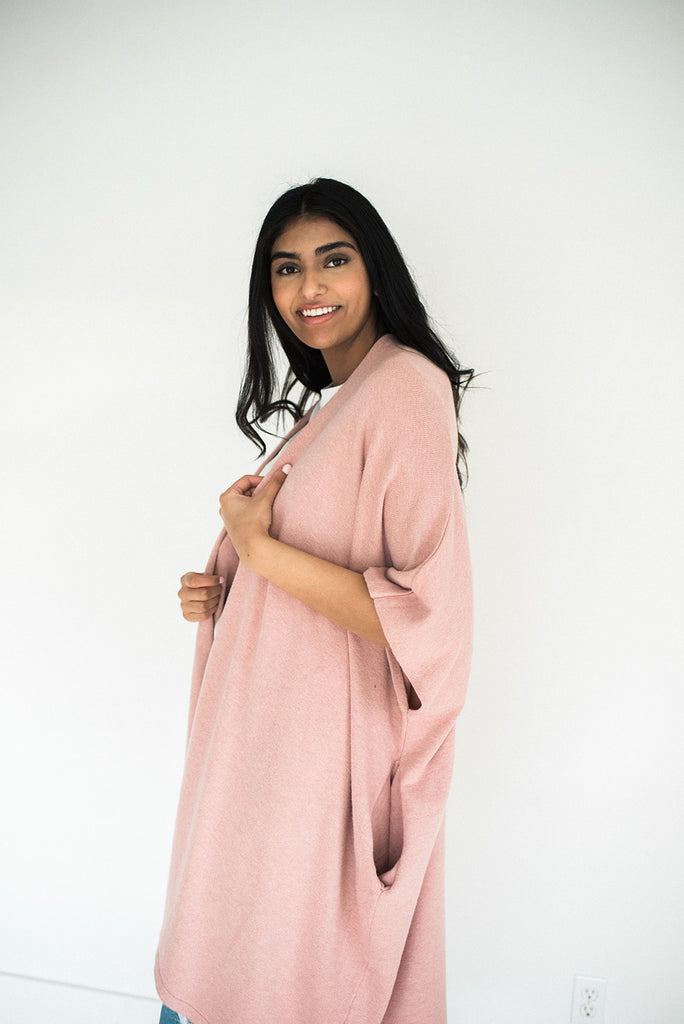 Open Drape Cardigan - Rose