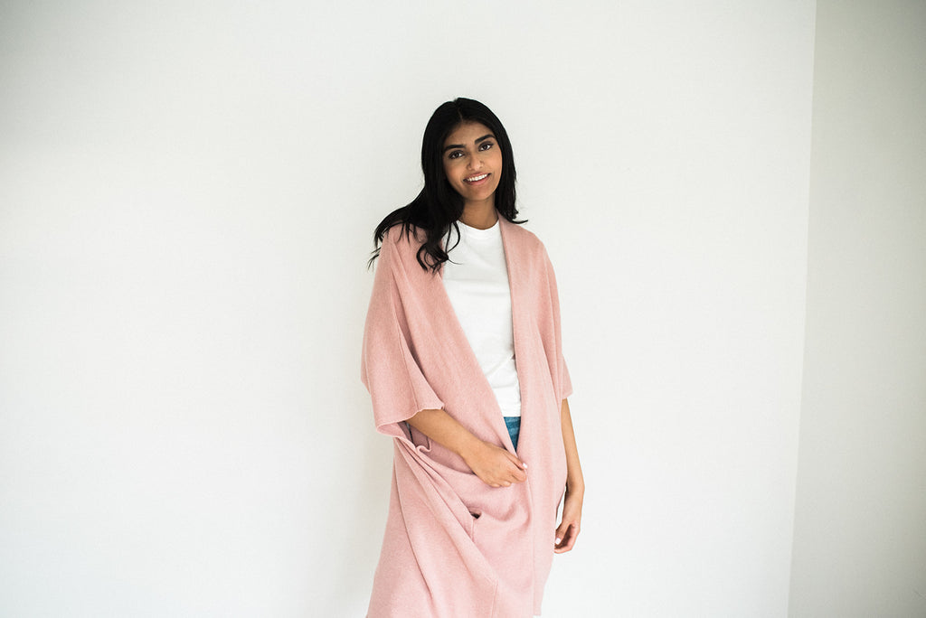 Open Drape Cardigan - Rose