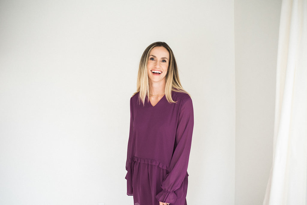 Flowy Dress with Drop Waist - Magenta