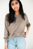 Knit Sweater With Exposed Seams - Olive