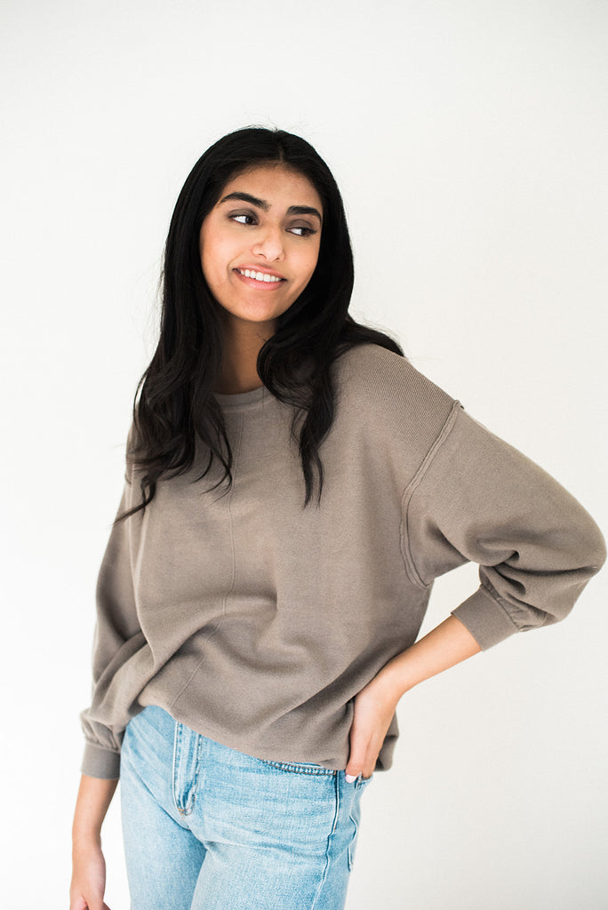 Knit Sweater With Exposed Seams - Olive
