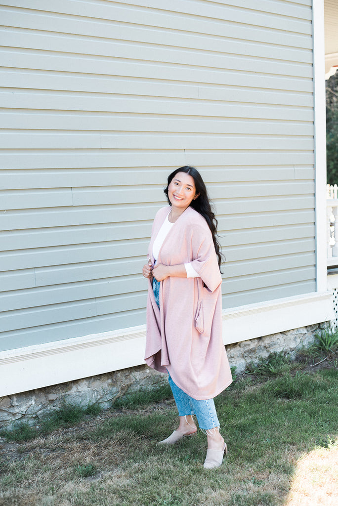 Open Drape Cardigan - Rose
