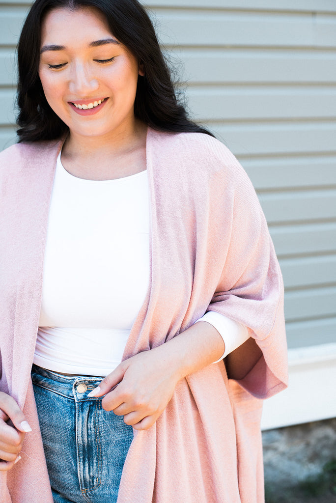 Open Drape Cardigan - Rose