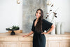 Short Sleeve Smocked Jumpsuit - Black