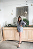 Sequin Romper with Sash - Grey