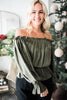 Off Shoulder Ruffle Blouse - Olive