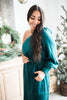 One Shoulder Maxi with Slit - Green