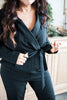 Collared Jumpsuit with Tie - Black