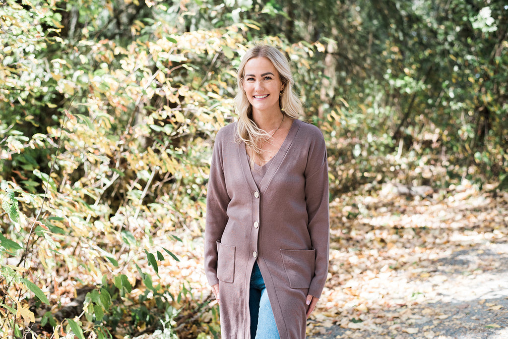 Knit Cardigan Two Piece Set - Mocha