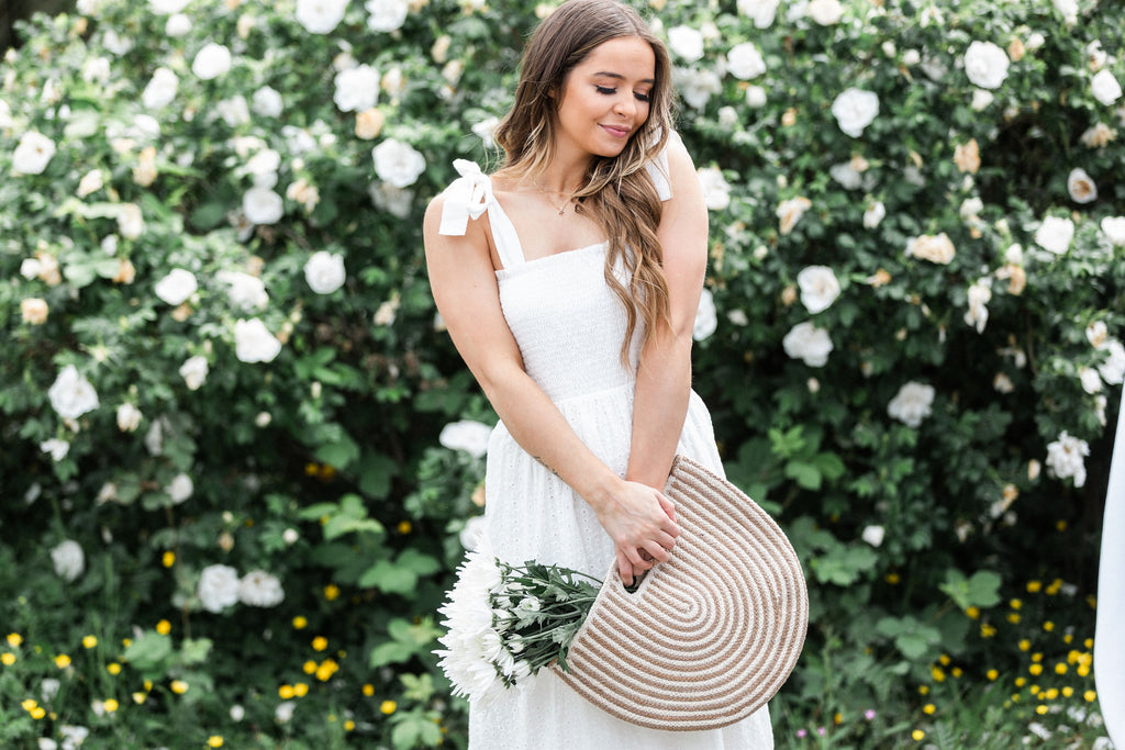 Tie-Strap Eyelet Midi Dress