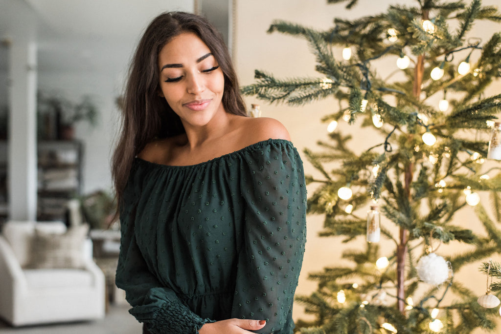 Smocked Swiss Dot Top - Green