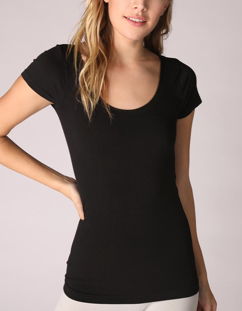 Short Sleeve Fitted Cami - Black